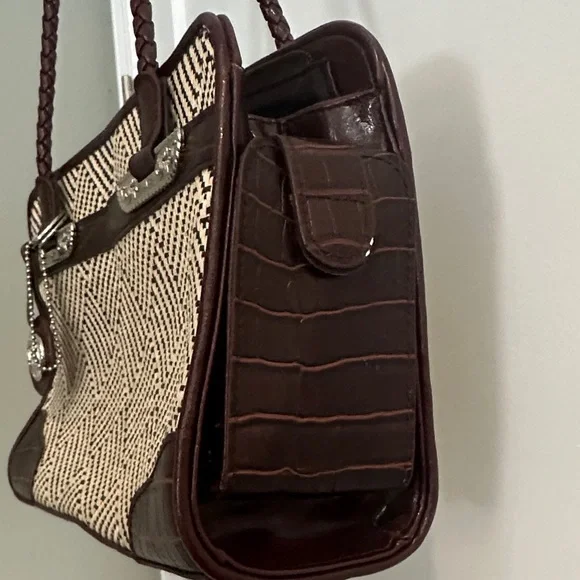 Bueno Brown and Cream Checkered Shoulder Bag - Picture 6 of 14
